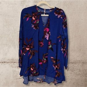 Free People Indigo Floral Tunic